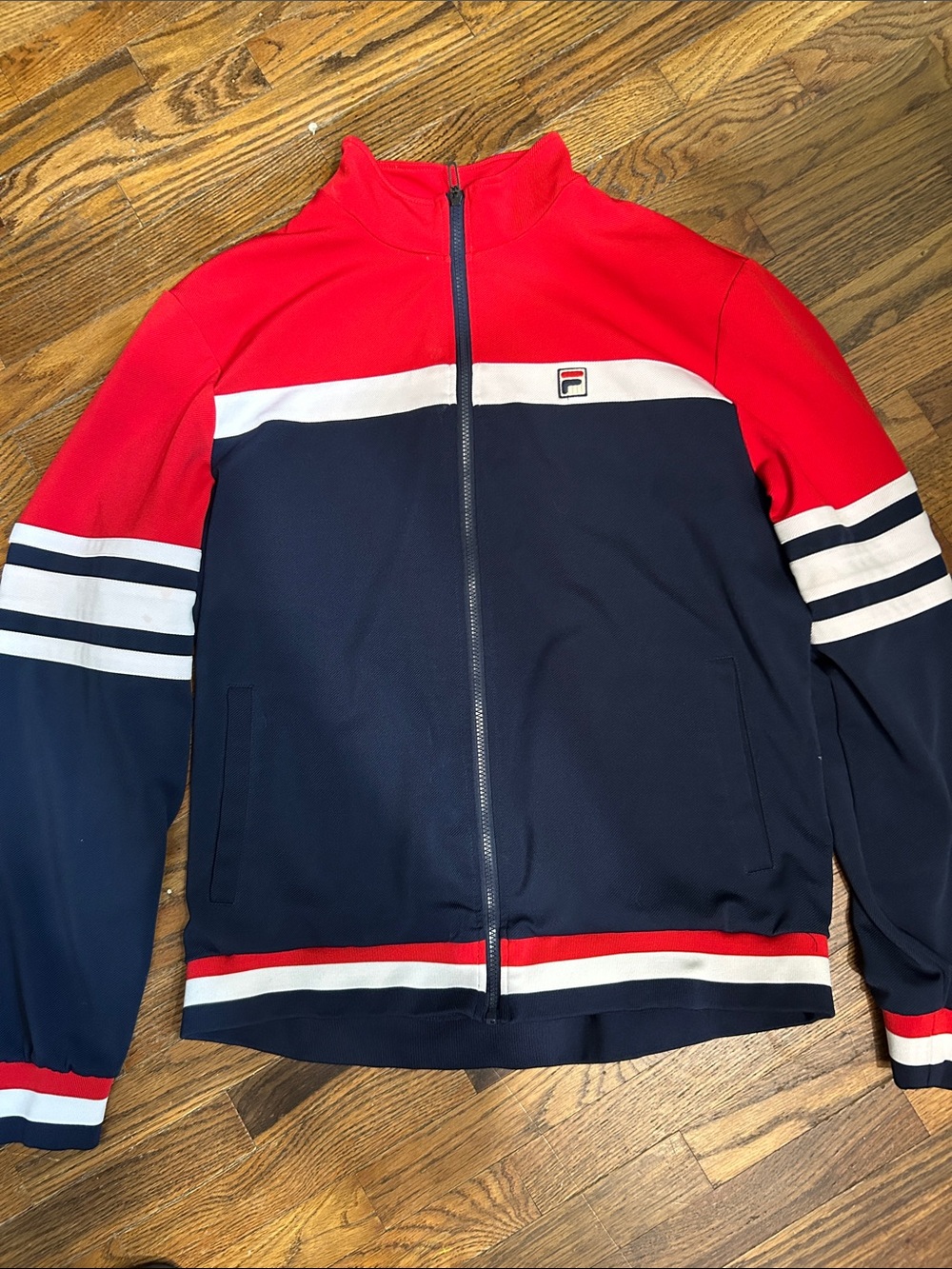 Fila Men’s Red, Navy & White Track Bomber Jacket